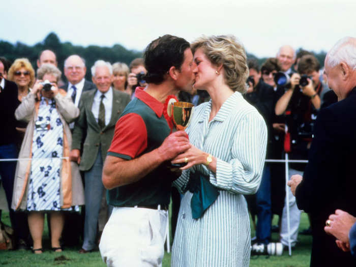 During the early years of their marriage, Prince Charles regularly kissed his wife Princess Diana in public.