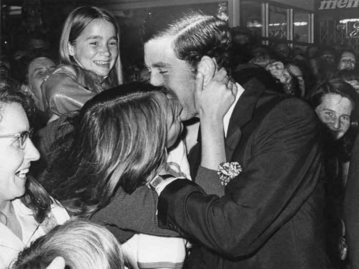 As a young prince, Charles broke royal protocol when he received a kiss from sixteen-year-old Gilda Larbey during a trip to Australia in 1977.