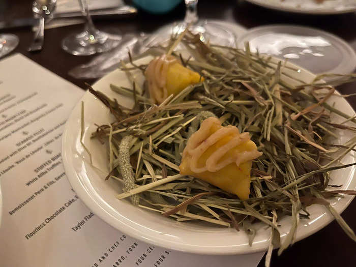 The artichoke dish was plated in a unique way.