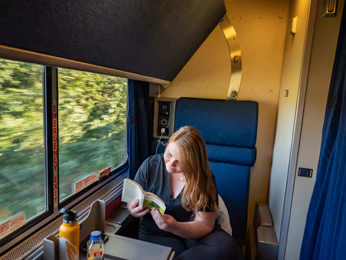 Having a private space on an otherwise crowded train made the higher price of the roomette well worth it.