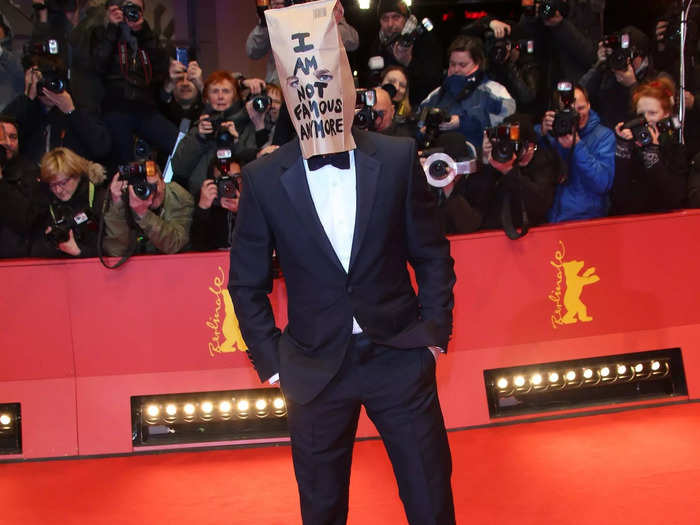 The actor caused a stir when he wore a paper bag over his head to the 2014 German premiere of "Nymphomaniac."