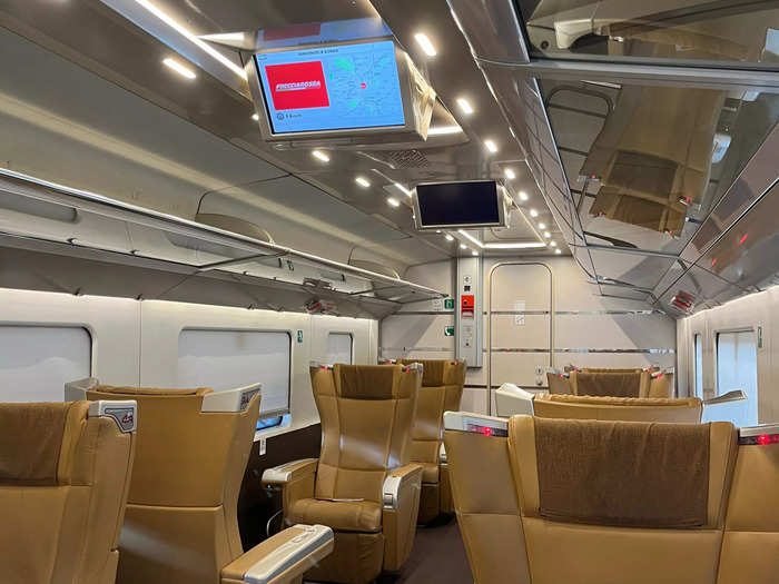 Screens on the carriage ceiling showed the Frecciarossa