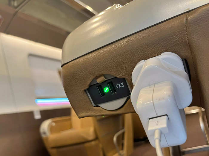 Plug sockets and USB points were located at the end of the seat, which was handy for charging my phone. Executive class had its own free WiFi, separate from the WiFi available on the rest of the train, but it failed to get me online.