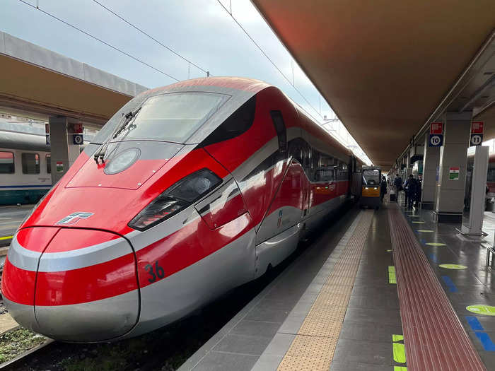 I paid about $78 for a seat in executive class on the Frecciarossa from Turin to Milan. There are four classes — executive, business, premium, and standard — across 11 coaches.