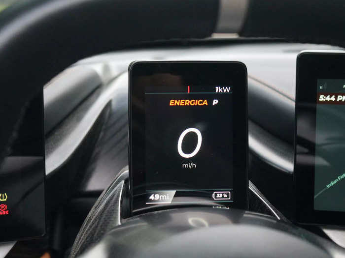 The tiny display behind the steering wheel only shows basics like speed and remaining range.