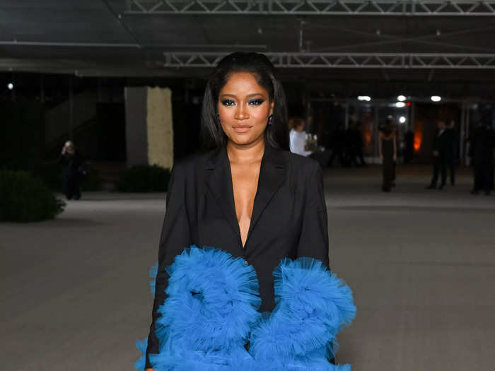 Adding flare to her take on the all-black suit was Keke Palmer – her outfit came with a dynamic cobalt-blue tulle skirt.