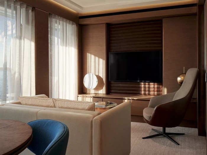 And no matter the size, all of the staterooms will have terraces, floor-to-ceiling windows, and king beds.