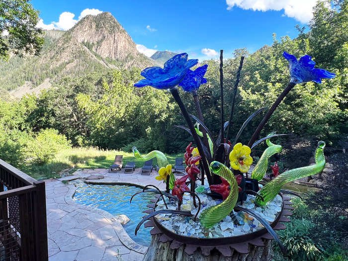 I loved stumbling upon antiques and art throughout the Avalanche Ranch property, such as this colorful glass sculpture by local artist David Powers.