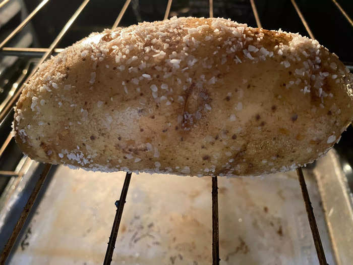 The potato then goes directly on the oven rack — something I hadn