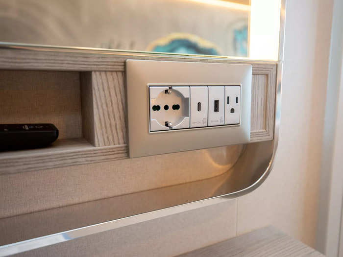 And I always had at least one outlet within arms reach no matter where I was sitting in my stateroom ...