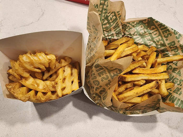 Chick-fil-A carries waffle fries and Wingstop offers a classic shoestring shape.