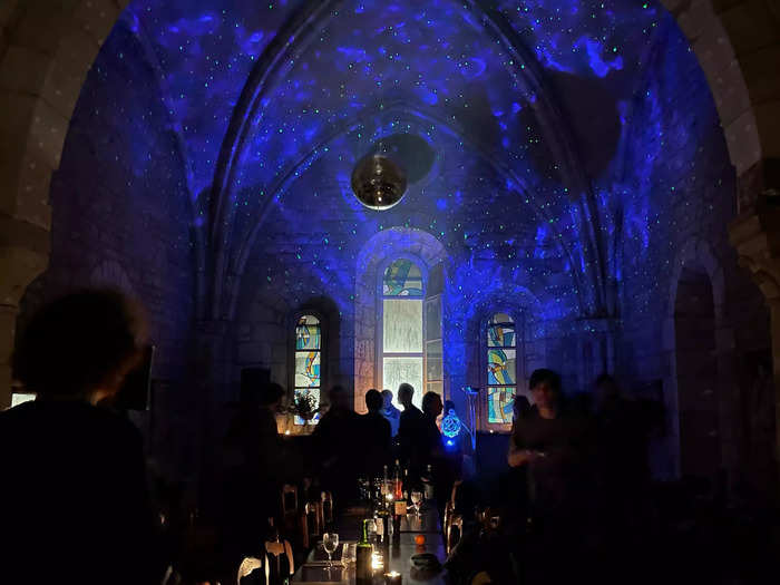 The chapel, once the site of a medieval hospital, is where dinner parties take place — it also doubles as a disco, Turner said.