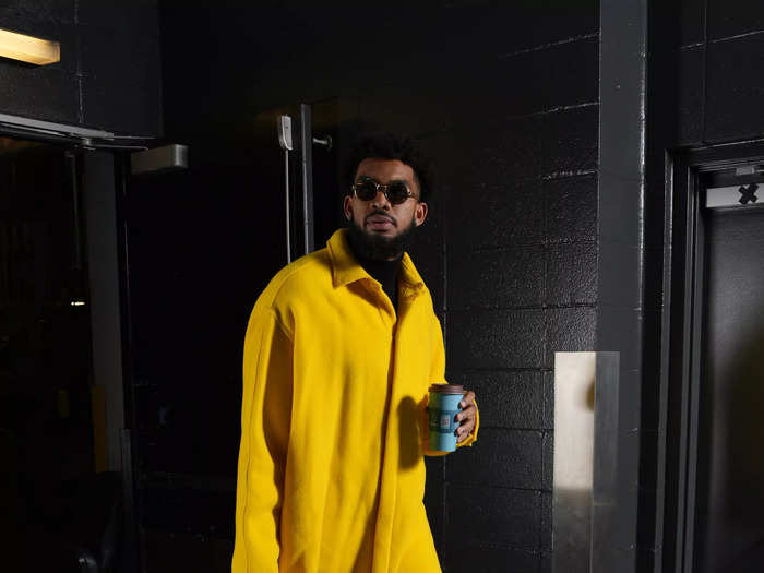 Karl-Anthony Towns pops in a yellow swacket.