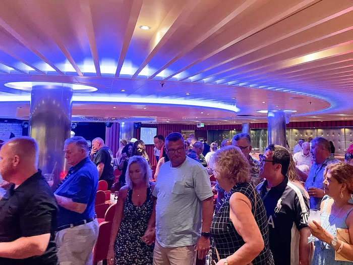 One of the most crowded places on her cruise was the comedy show each night.