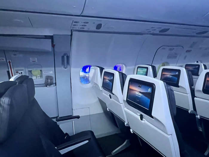 The mock cabin resembles an Airbus A320 airliner, which is the workhorse of ANZ