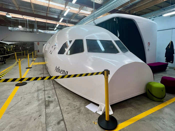 The first stop on our tour was in the Cabin Emergency Evacuation Trainer, which employees named Athena.