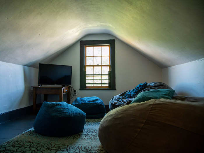 A room with a TV and bean bag chairs felt like the perfect place to hang out for children  visiting with their families.