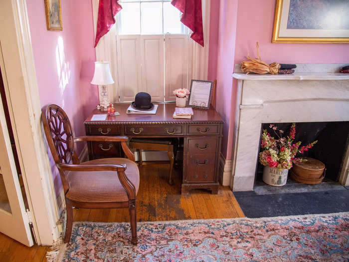 There was also a welcome desk in the living room for guests staying in the house.