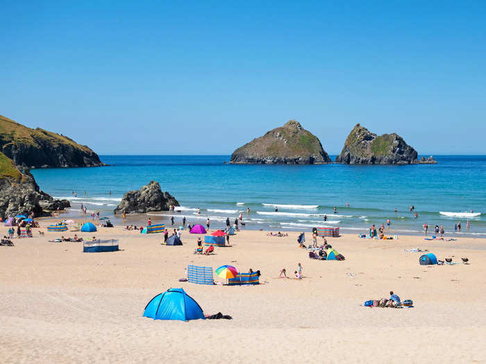 In reality, Holywell Bay in Cornwall looks like a dreamy beach destination.