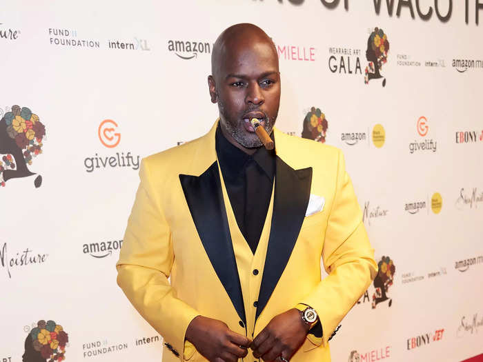 Corey Gamble popped in a three-piece yellow tuxedo.