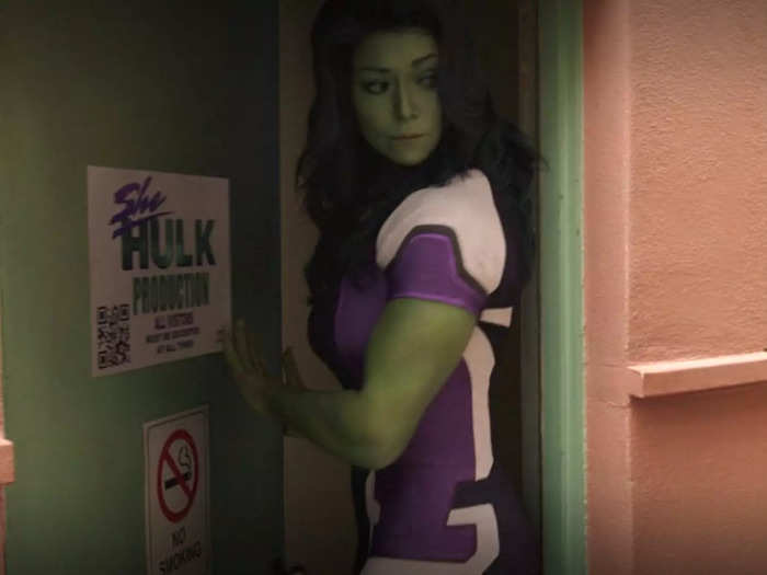 She-Hulk walks around Disney Studios.