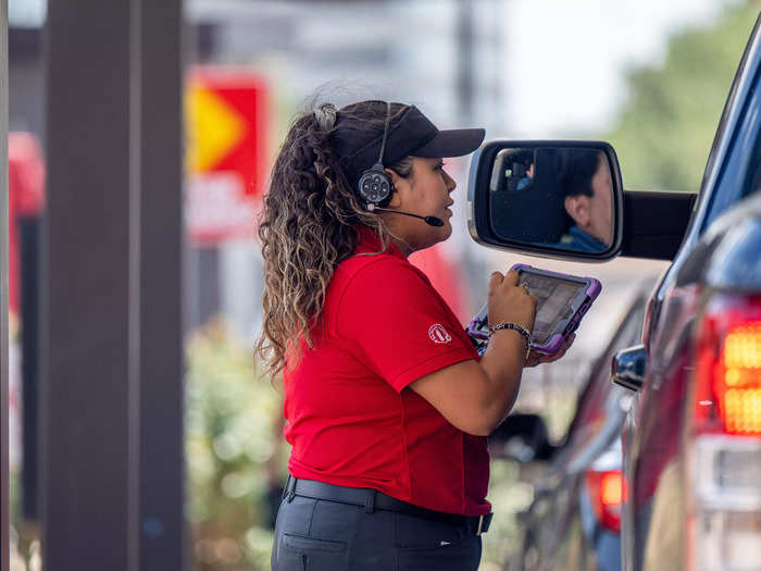 Chick-fil-A has workers take orders on tablets to prevent bottle necking in the line, a tactic which has since been taken up by Starbucks.