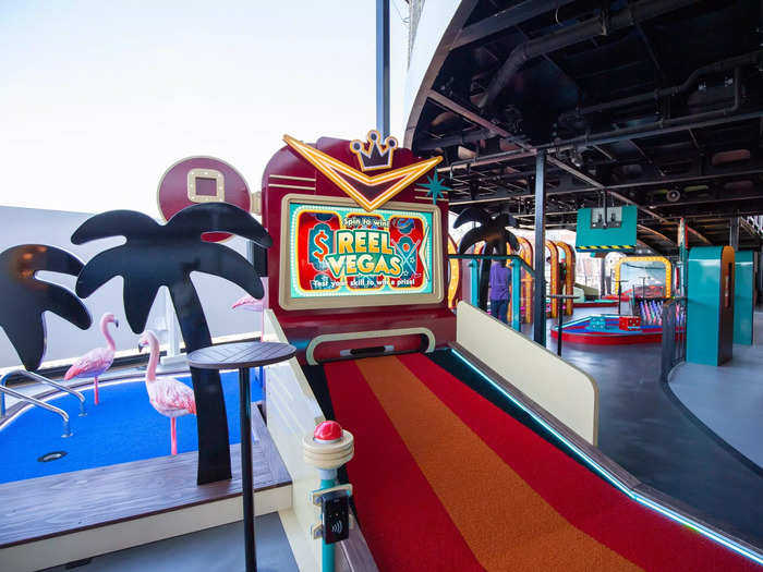 But for revenue cruise goers, this area is one of the only complimentary entertainment sections aboard the cruise ship. Activities like mini golf and the VR arcade come at an additional cost.