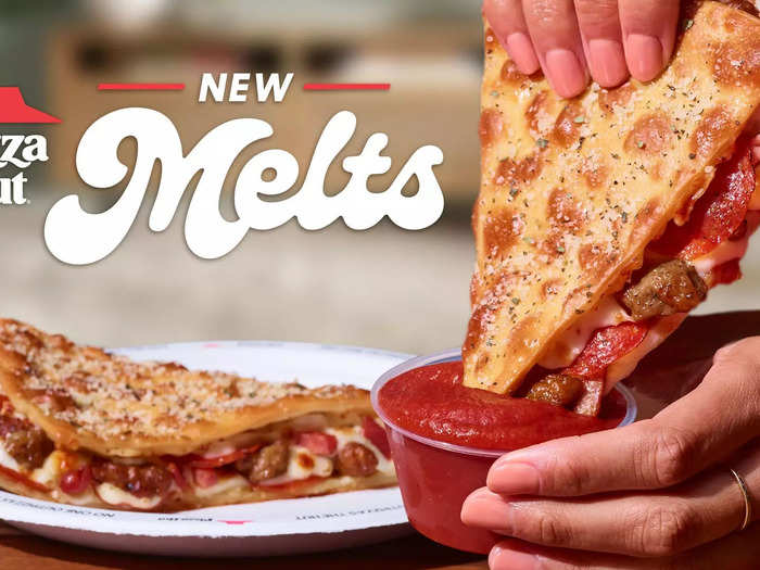 Introducing Pizza Hut Melts. Each order comes with two folded slices on the chain