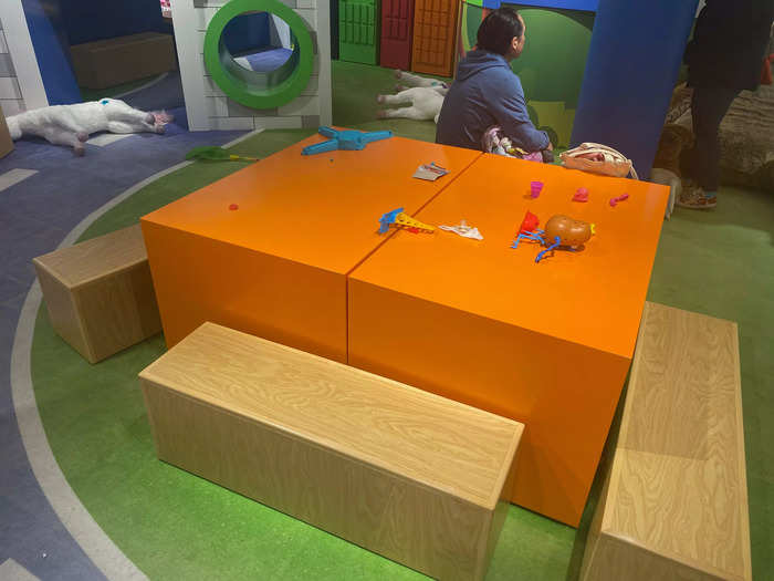 There were also large craft tables for children and parents to play with toys like Play-Doh or Mr. Potato Head.