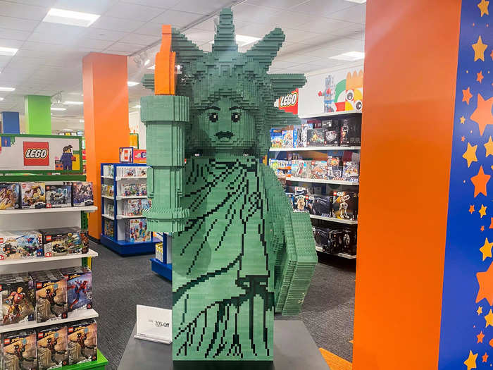 The store had a large collection of Legos, including a human-sized Statue of Liberty...