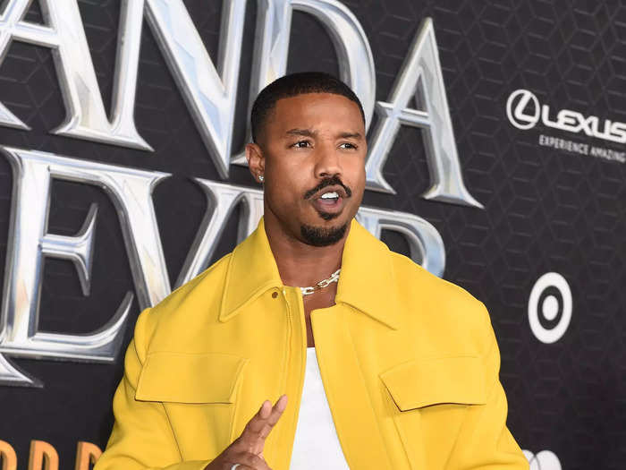 "Black Panther" villain Michael B. Jordan was also at the event dressed in bright yellow.
