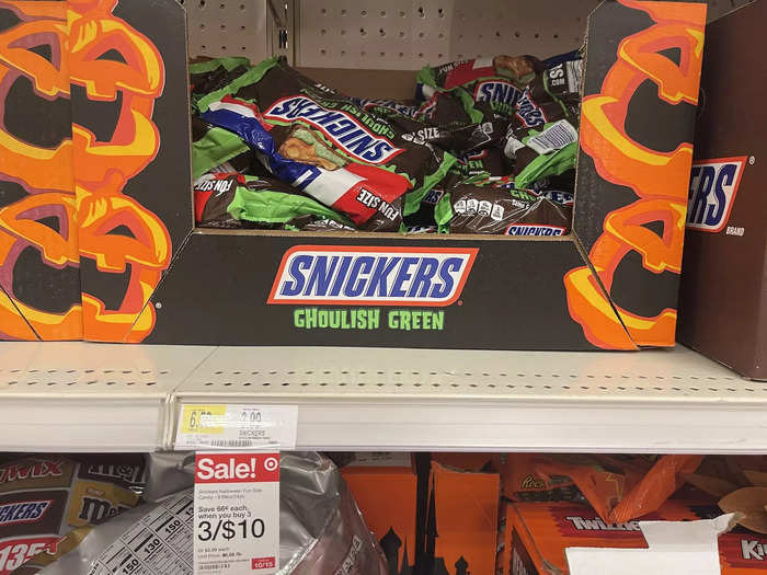 A bag of fun-sized Snickers was also included in Target