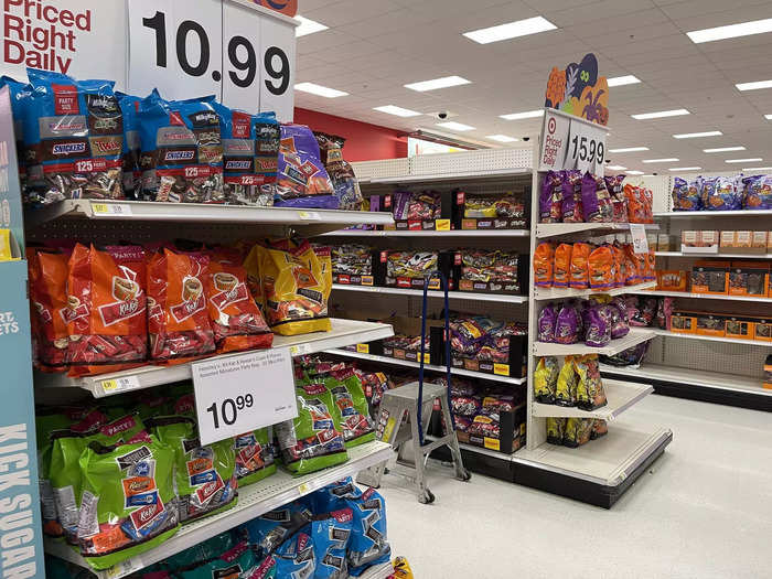 Target offered many of the same variety packs of candy as Walmart, though the retailer priced their bags at $10.99 instead of $10.98.