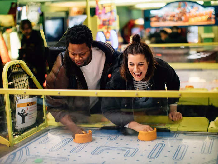 You can flirt with your date at an arcade.