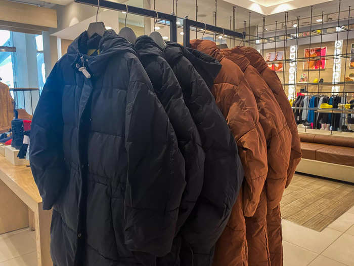 There was a rack of Ugg puffer jackets for customers shopping for the colder months.