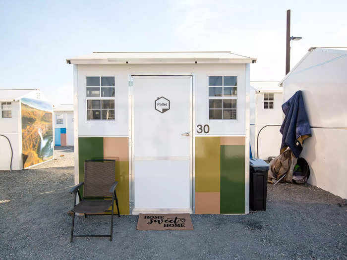 The smallest $7,500 "Pallet 64" is prevalent at many of these tiny home villages, which are often operated and paid for by both nonprofits and governments.