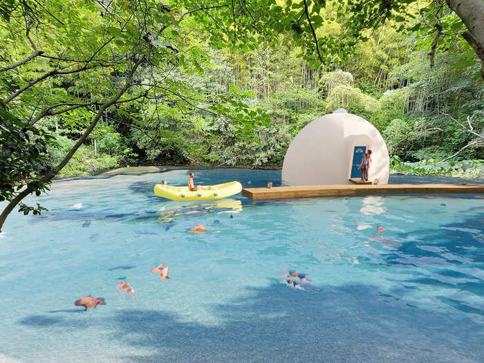 Dome-House Floating in a Koi Fish Pond — Japan