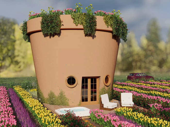 Giant Flower Pot on a Farm in Small Town Idaho — United States