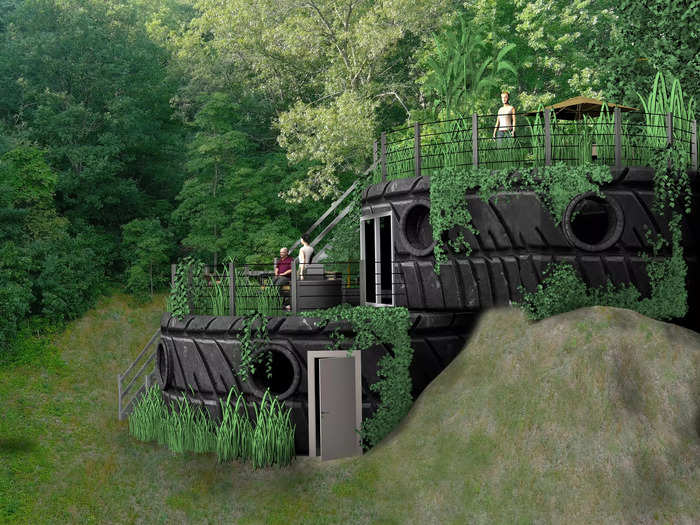 Tire-Shaped House Made of Junkyard Tires — United States