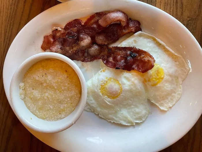 The bacon and eggs were excellent.