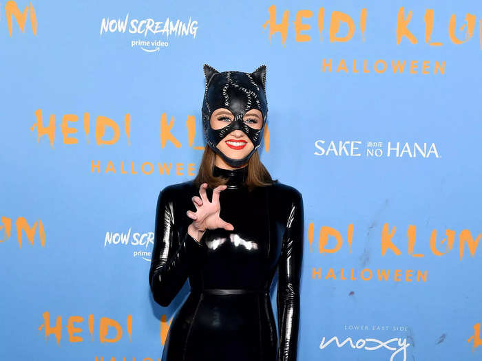 Leni Klum stood out in a latex Catwoman look.