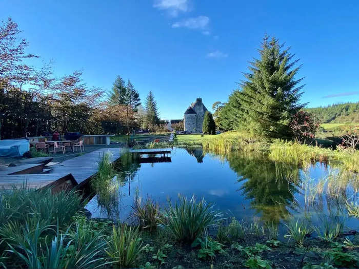 The wild swimming pond at Kilmartin Castle is perfect for a morning dip.