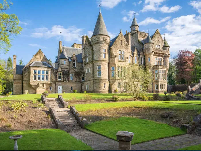 The $310 per night baronial-style Dollarbeg Castle in Scotland has turrets and a tower.