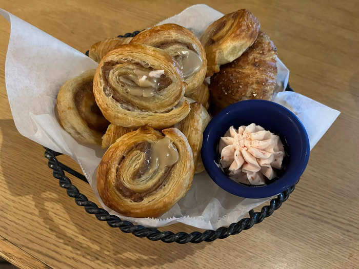 Breakfast began with a pastry basket for the table.