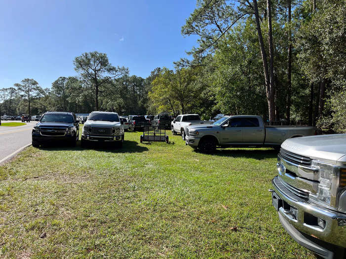 The area was so packed that we had to park on the grass.