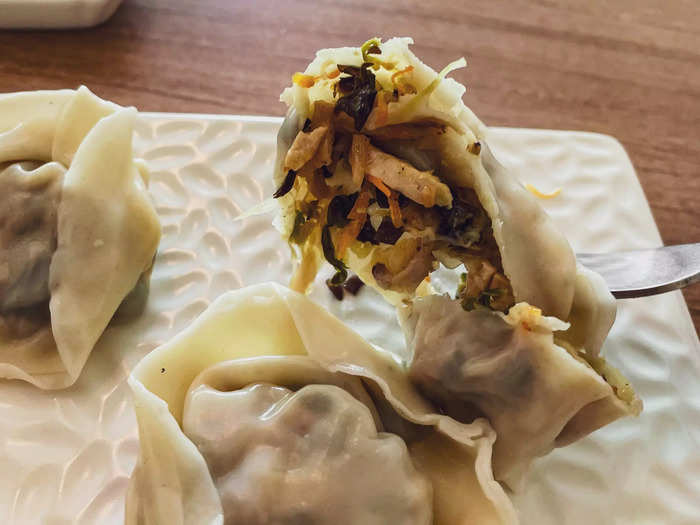 The dumplings, which were made up of seven ingredients including shiitake and enoki mushrooms, were absolutely delicious.