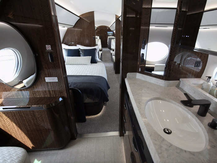 It is one of few private jets large enough to accommodate a standing shower.