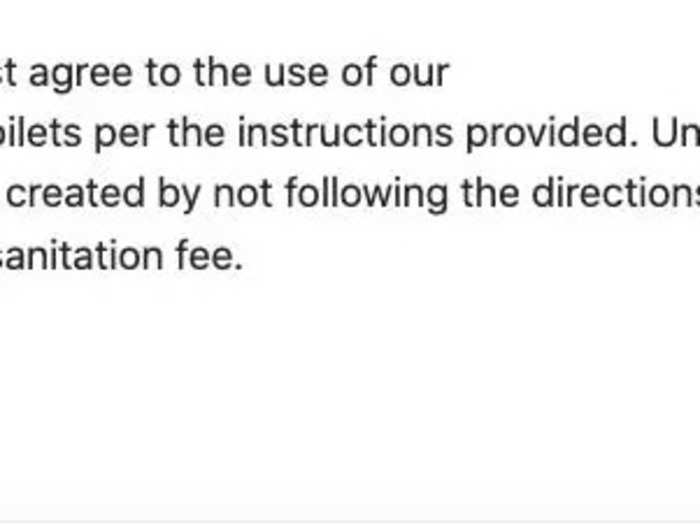 Dan and I had to agree to using the toilet as instructed or potentially pay a $150 sanitation fee. We were motivated not to pay $150, but also motivated not to overfill a non-flushing toilet in a tiny house we