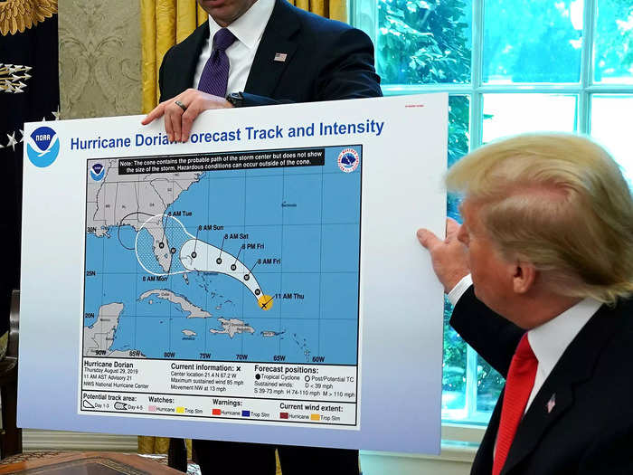 Perhaps one of the notorious moments the former president put Sharpie-to-paper was when he allegedly altered a forecast map of Hurricane Dorian, in a superficial scandal later dubbed 