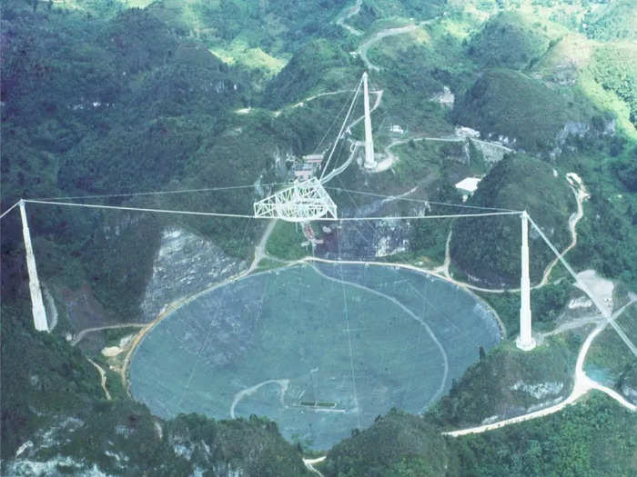 The observatory first opened in November 1963. It was initially made of metal mesh, meaning you could through it to the sinkhole below.